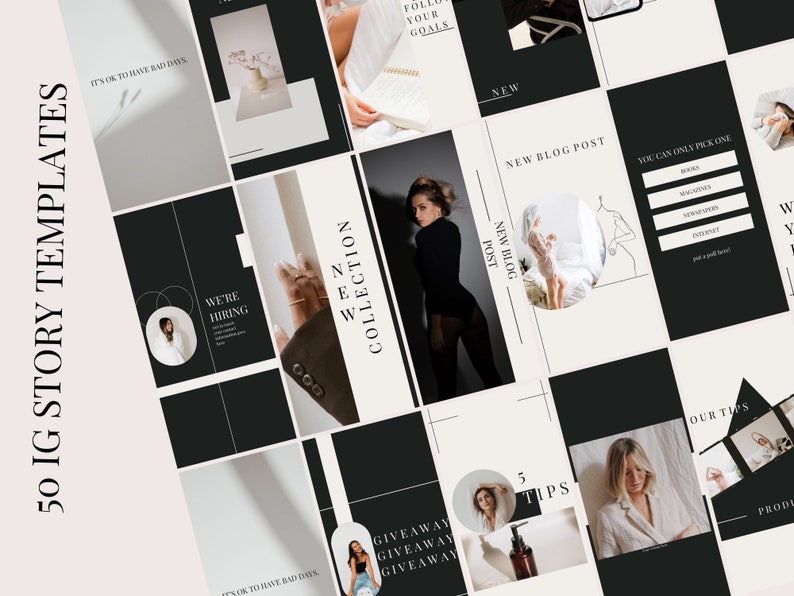 Black and White Instagram Post Templates Influencer Coach Etsy UK