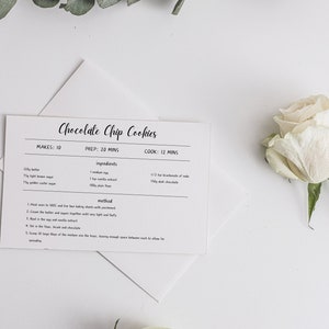 Editable Cute Recipe Card Printable, Recipe Card Template, Personalized Recipe Card Prints, Printable Recipe Cards, Minimal Recipe Card
