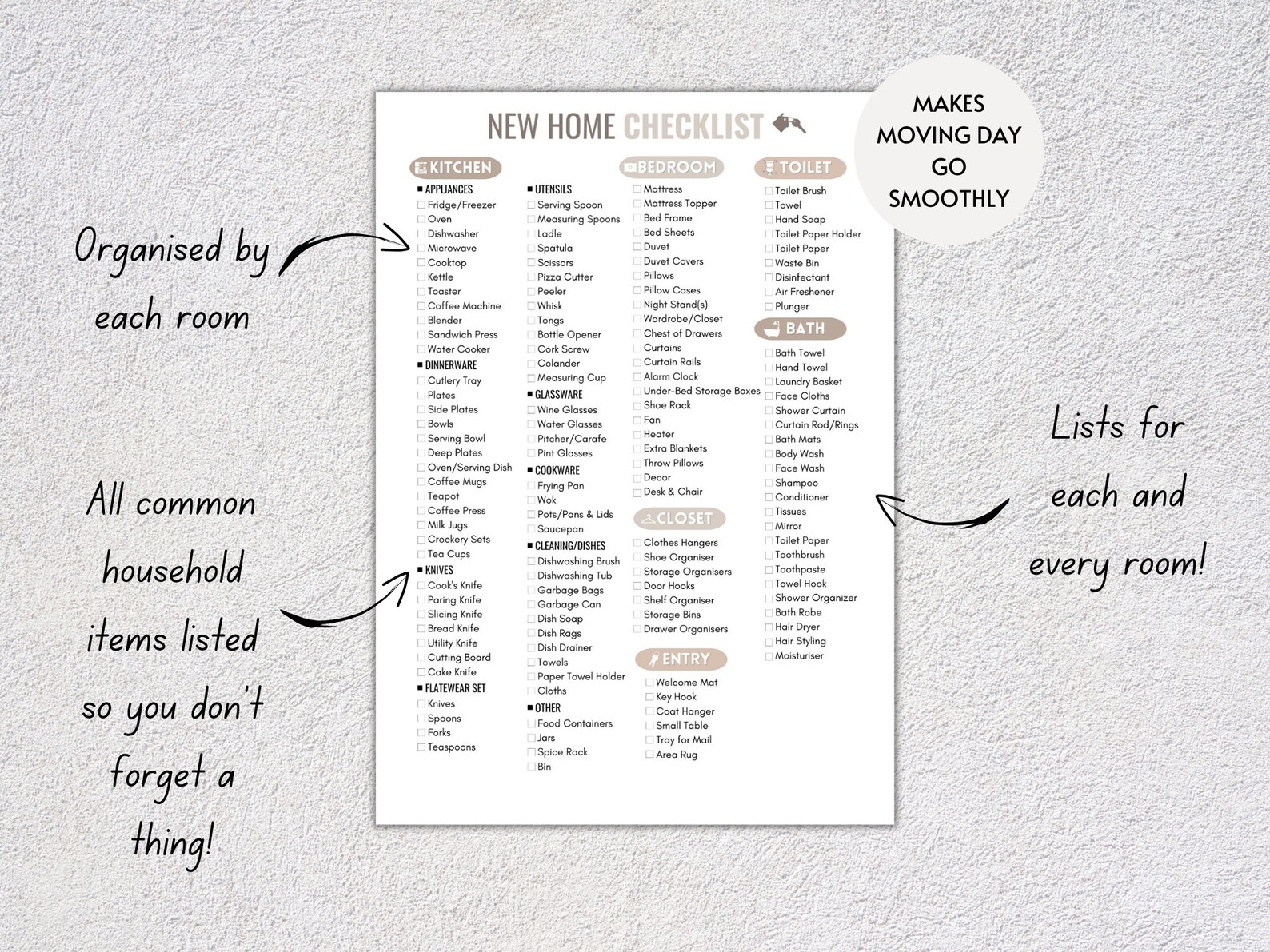 Moving Checklist Bundle, Moving Home, New Home Checklist, First Home ...