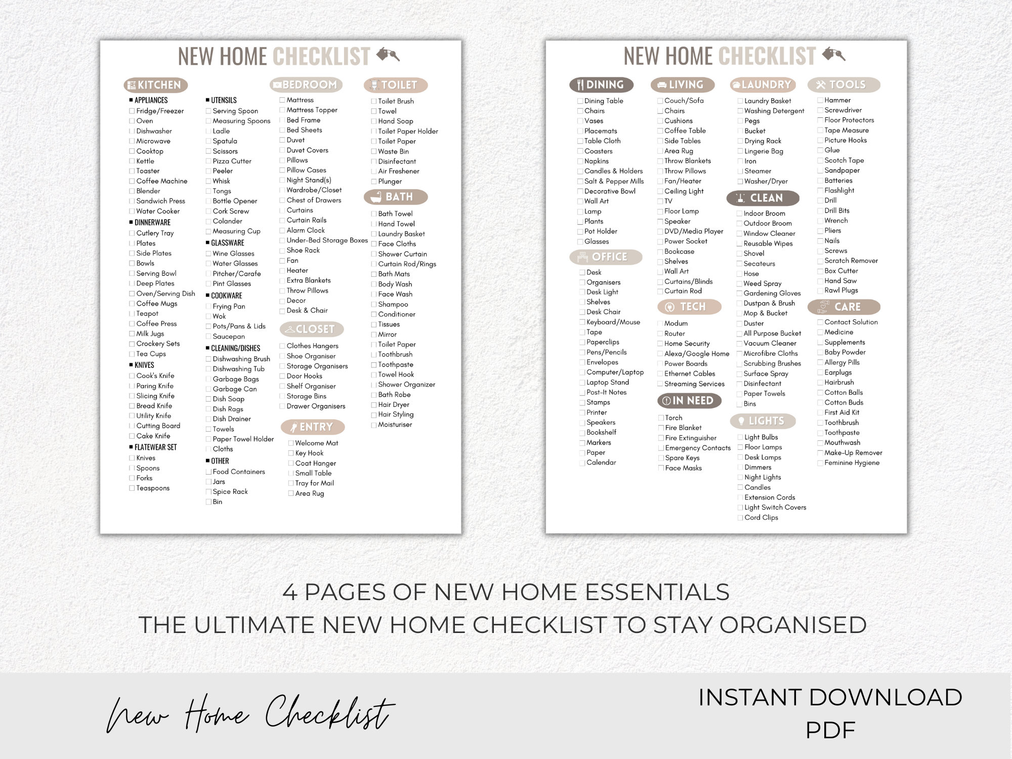 New Home Checklist, New Home Essentials List, First Home Checklist