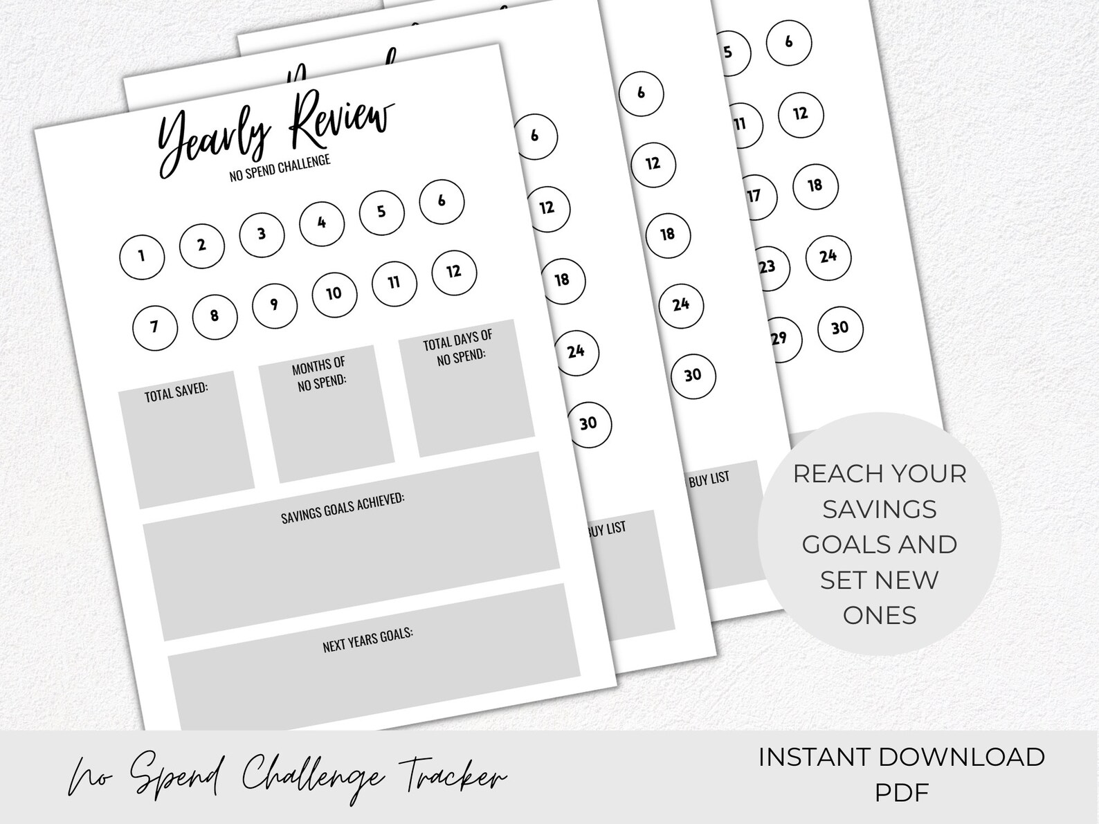 No Spend Challenge, No Spend Calendar Tracker, No Spend Month, No Spend