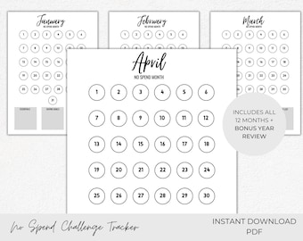 No Spend Challenge, No Spend Calendar Tracker, No Spend Month, No Spend Printable, 30 Day Challenge Printable, Savings Goal Tracker,No Spend