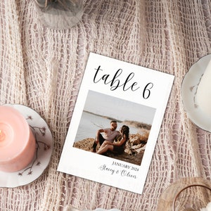 Minimalist Wedding Table, Photo Table Number Card, Wedding Sign Printable, Editable Table Numbers Template, Table Number Card, 4 x 6, 5 x 7