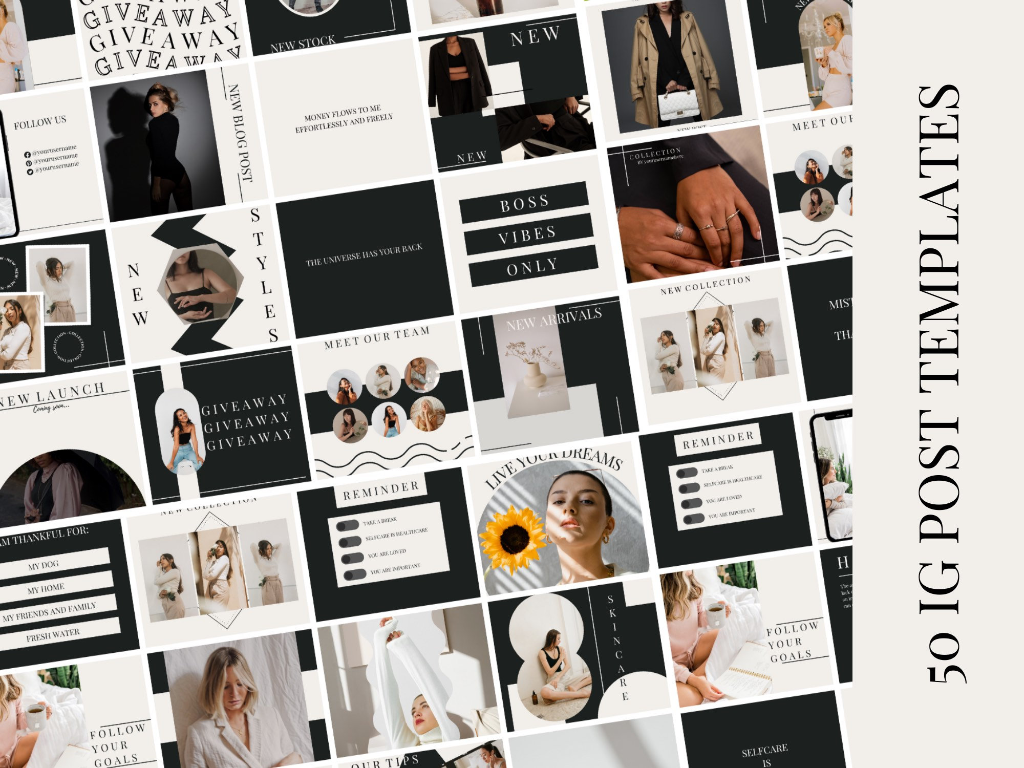 Black and White Instagram Post Templates | Influencer, Coach, Business ...