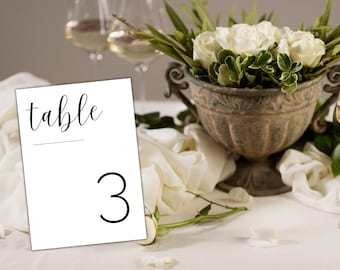 Minimalist Wedding Table, Table Number Card, Editable Table Numbers Template, Table Number Card, Minimalist Wedding Templates, 4 x 6, 5 x 7