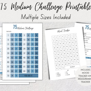 75 Medium Challenge, 75 Medium Challenge Printable, 75 Day Challenge Printable, Fitness Journal, Weight Loss Challenge, Weight Loss Tracker