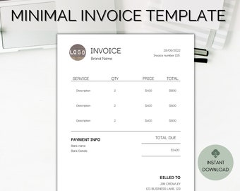 Simple Invoice Template, Professional Business Invoice, Printable Invoice Template, Printable Invoice, Custom Invoice, Small Business