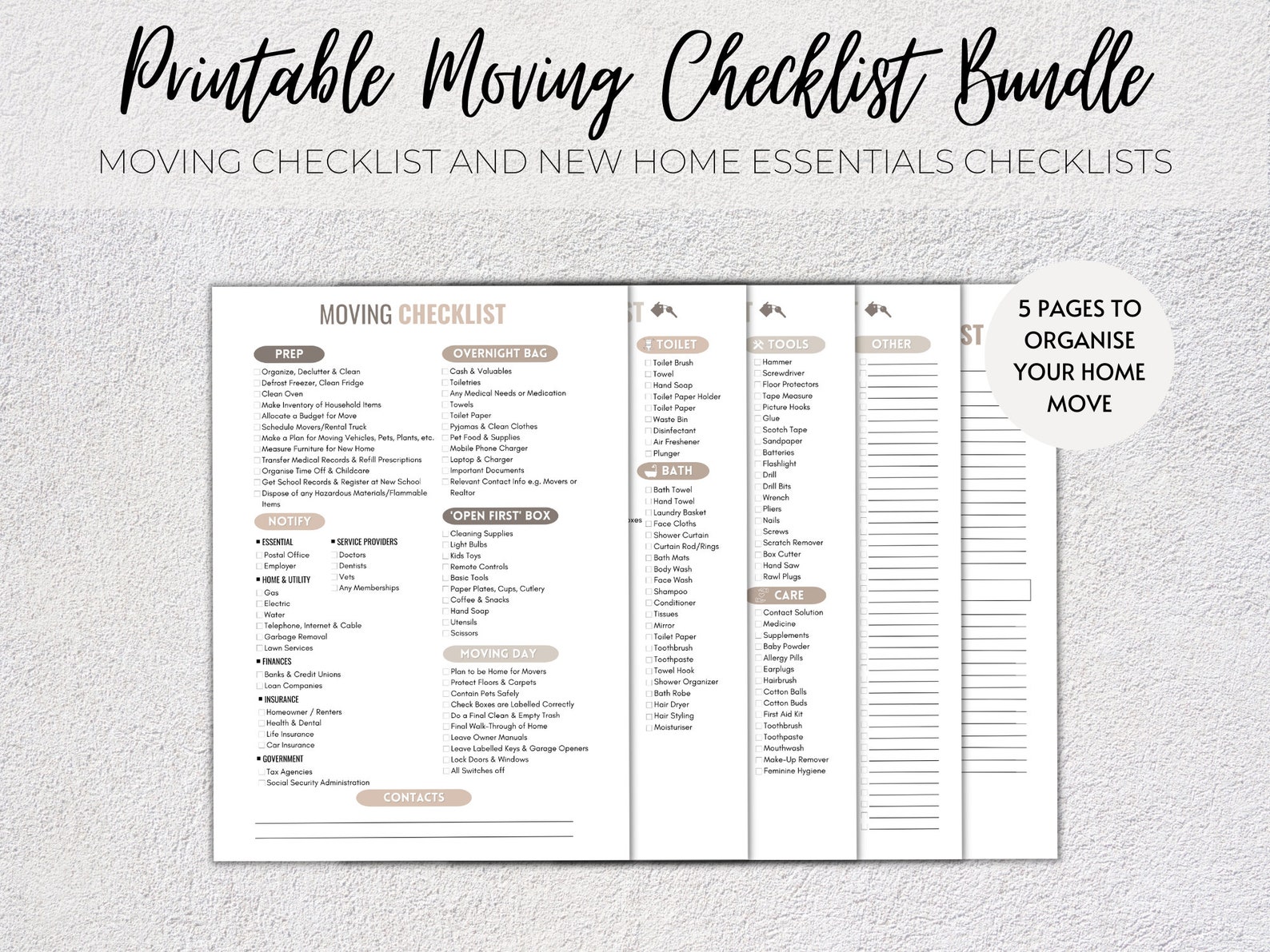 Moving Checklist Bundle, Moving Home, New Home Checklist, First Home ...