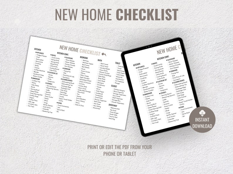 New Home Checklist, New Home Essentials List, First Home Checklist ...