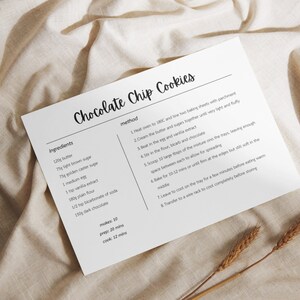 Editable Minimal Recipe Card Printable, Recipe Card Template, Personalized Recipe Card Prints, Printable Recipe Cards, Modern Recipe Card