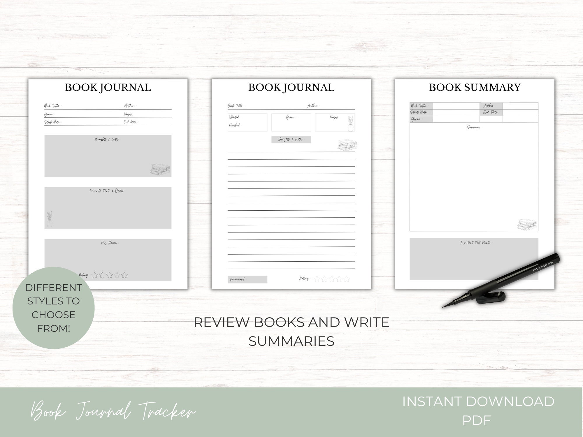 Book Journal Planner, Printable Reading Planner, Reading Tracker ...