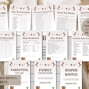 Western Cowboy Baby Shower Games Bundle, Western Baby Shower Games, Baby&#39;s First Rodeo, Baby Shower Game Activities, Rustic Baby Shower