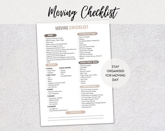 Moving Checklist, Moving Checklist Printable, New Home Checklist, Realtor Moving Guide, Printable Moving To-Do List, Moving Planner