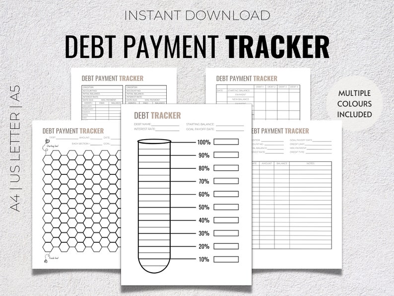Debt Payoff Tracker, Debt Payment Tracker, Debt Snowball, Debt Tracker ...