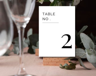 Minimalist Wedding Table, Table Number Card, Editable Table Numbers Template, Table Number Card, Minimalist Wedding Templates, 4 x 6, 5 x 7