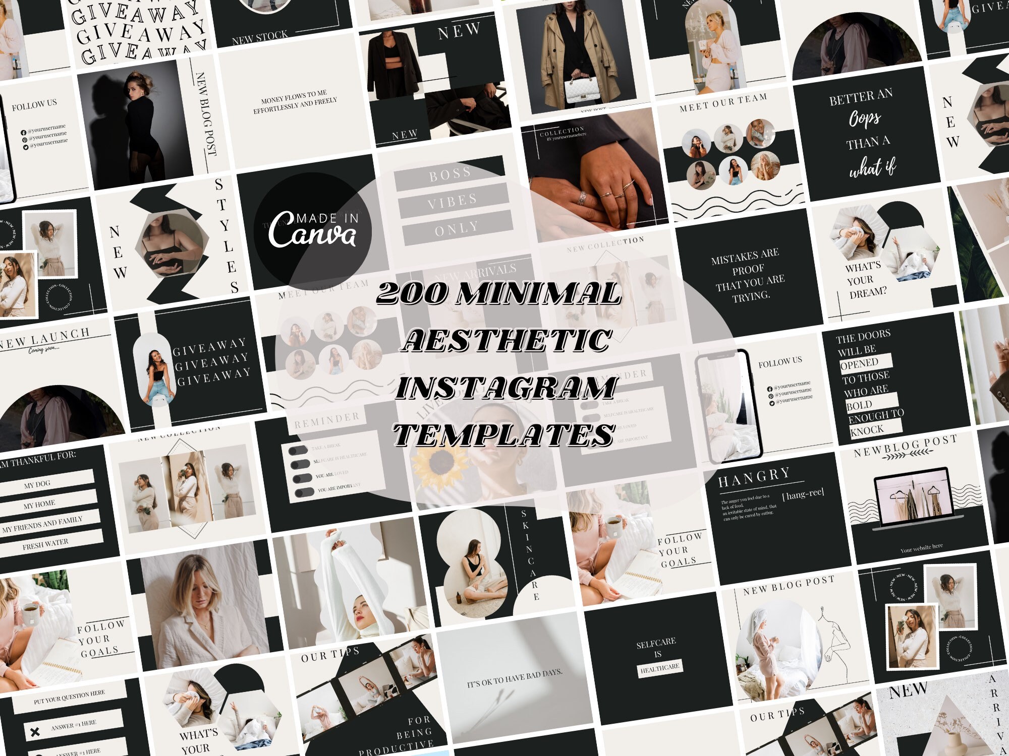 Black and White Instagram Post Templates Influencer Coach Etsy UK