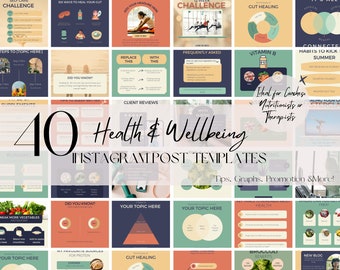 Health and Wellness Nutrition Fitness Blogger Instagram Templates Canva | Nutritional Coach Therapist Infographic Business Templates
