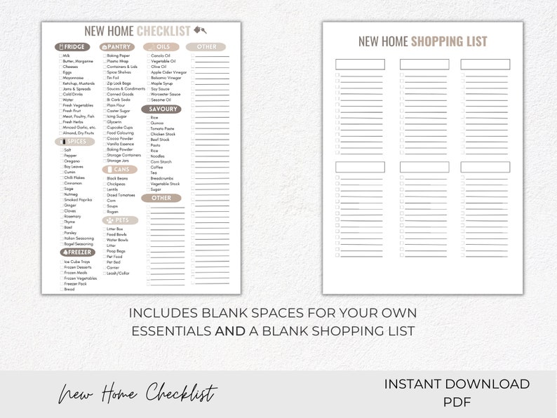 New Home Checklist, New Home Essentials List, First Home Checklist
