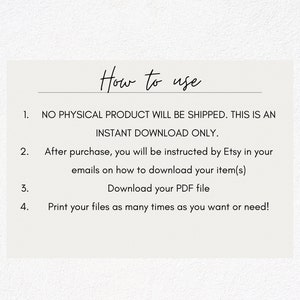 May include: How to use: No physical product will be shipped. This is an instant download only. After purchase, you will be instructed by Etsy in your emails on how to download your item(s). Download your PDF file. Print your files as many times as you want or need!