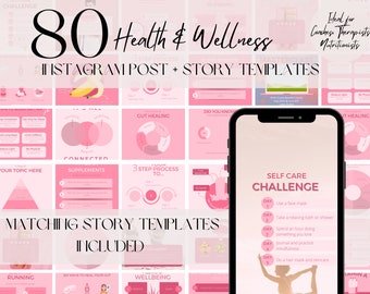 Health Coach Instagram Templates, Nutritionist Instagram, Therapy Templates, Fitness Blogger, Fitness Coach, Mental Health Templates, Pink