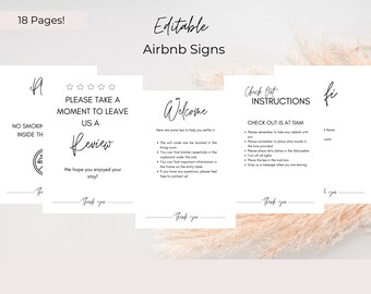 18 Airbnb Sign Posters, Wifi Password Sign, House Rules, Airbnb Host, Welcome Pack, Check Out Sign, Airbnb Rental Signs, Guest Posters