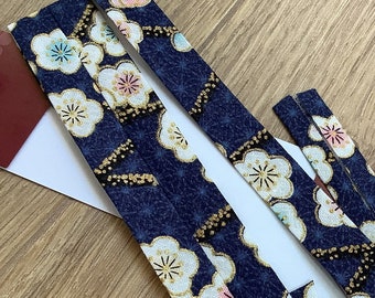 Japanisches Chirimen Schrägband, dunkelblau, Made in Japan