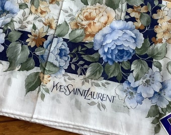 Vintage Yves Saint Laurent handkerchief, Floral Handkerchief, Women Handkerchief, Ladies Handkerchief