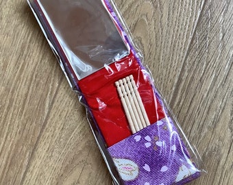 Espejo de mano portátil y porta palillos, espejo de bolsillo, fabricado en Japón