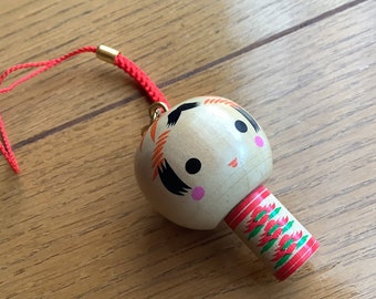 Kokeshi wood doll netsuke charm, key chain