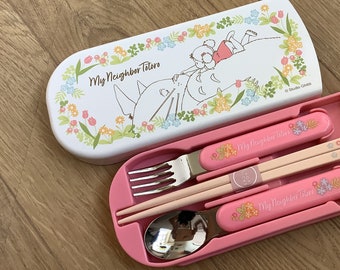 My neighbor Totoro and Mei lunchbox cutlery set, portable chopsticks, folk and spoon, Studio Ghibli