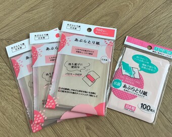 Face Oil Blotting Paper, Set of 4 bags (100 pcs x 4), Made in Japan