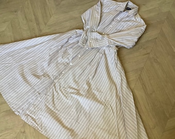 Vintage Ralph Lauren Striped Cotton Maxi Shirtdress, Flare Skirt (JP Size 9)