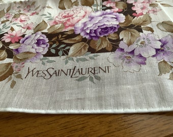 Vintage Yves Saint Laurent handkerchief, Floral Handkerchief, Women Handkerchief, Ladies Handkerchief