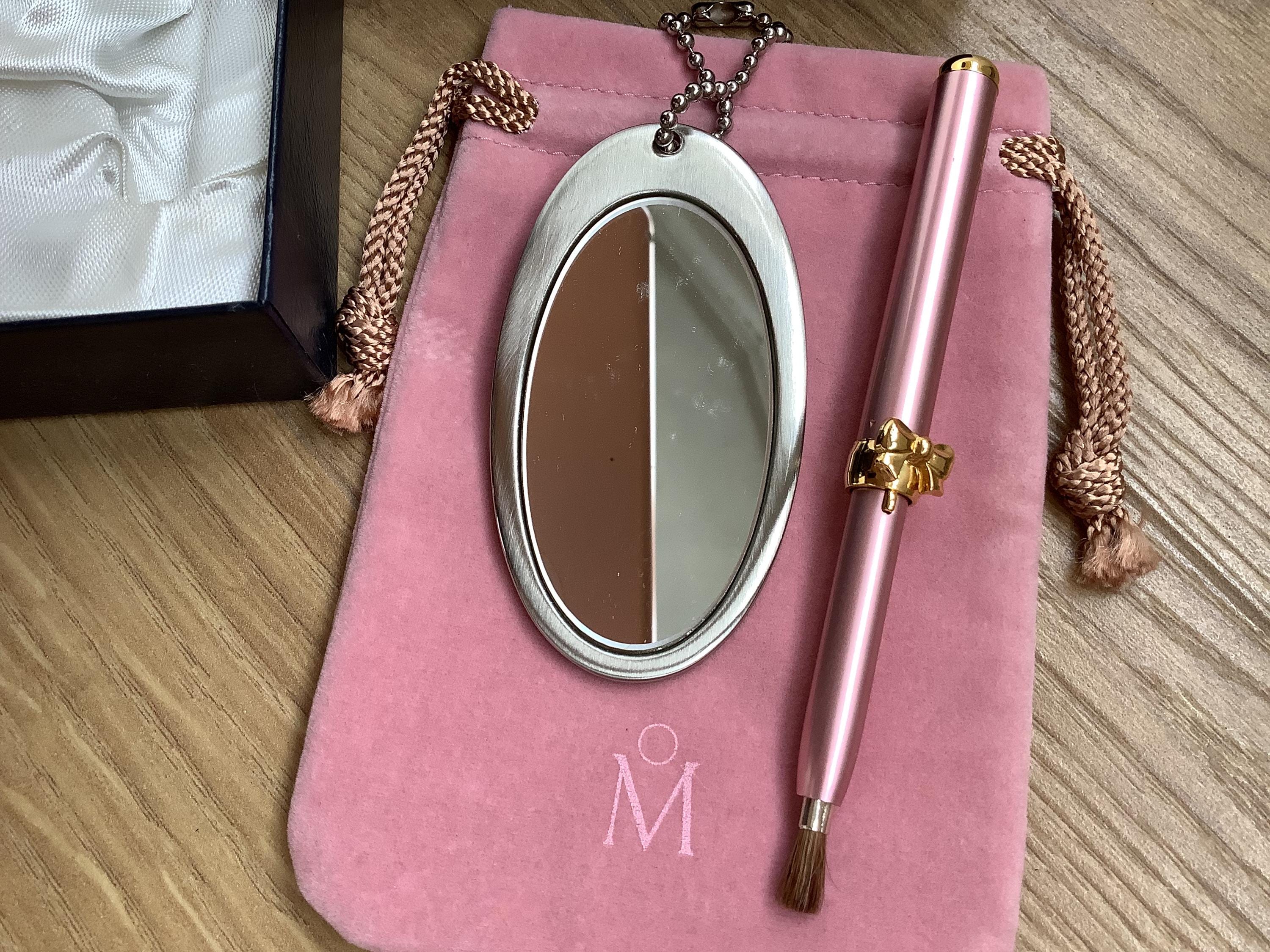 Vintage MIKIMOTO Lip Brush With Genuin Pearl and Pocket Mirror