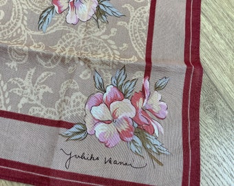 mouchoir Yukiko Hanai vintage, mouchoir floral, mouchoir femme, mouchoir femme