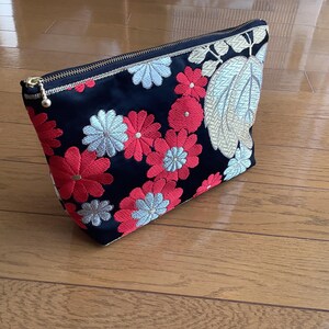 Japanese cosmetic bag, pouch, handmade in Japanese kimono