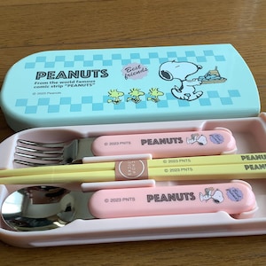 Snoopy lunchbox cutlery set, portable chopsticks, folk and spoon, Peanuts