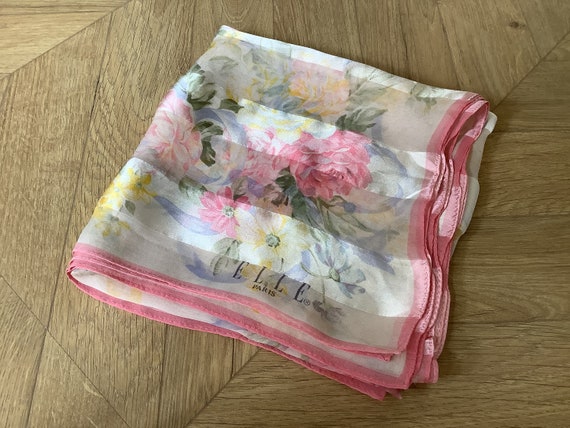 Vintage ELLE PARIS silk chiffon scarf, 100% silk - image 8