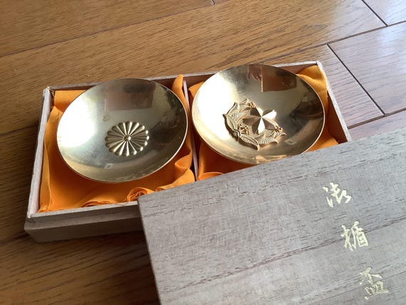 Vintage 24K GP, Gilded Japanese Sake Cup, Set of 2 in Original