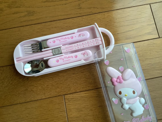 My Melody Portable Chopsticks, Spoon and Fork in Box, Lunchbox