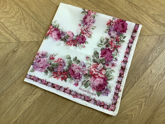 Vintage Yves Saint Laurent handkerchief, Floral H… - image 4
