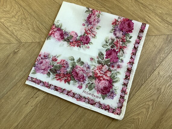 Vintage Yves Saint Laurent handkerchief, Floral H… - image 3