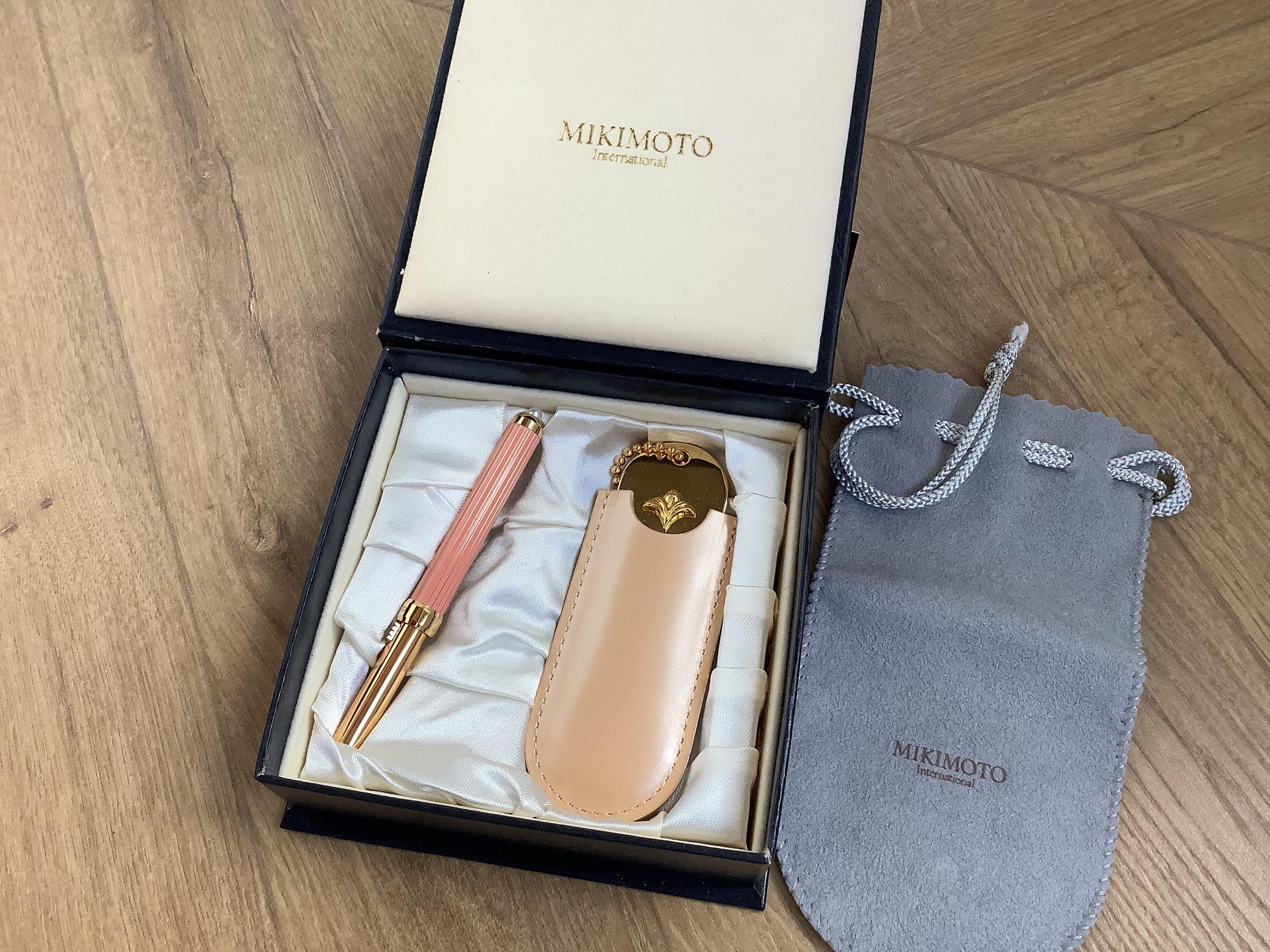 Vintage MIKIMOTO Lip Brush With Genuin Pearl and Pocket Mirror
