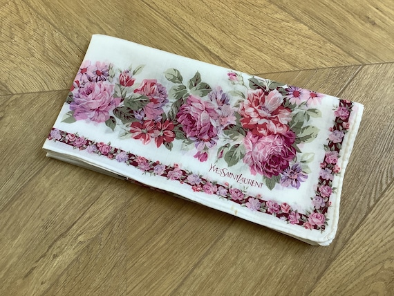 Vintage Yves Saint Laurent handkerchief, Floral H… - image 2