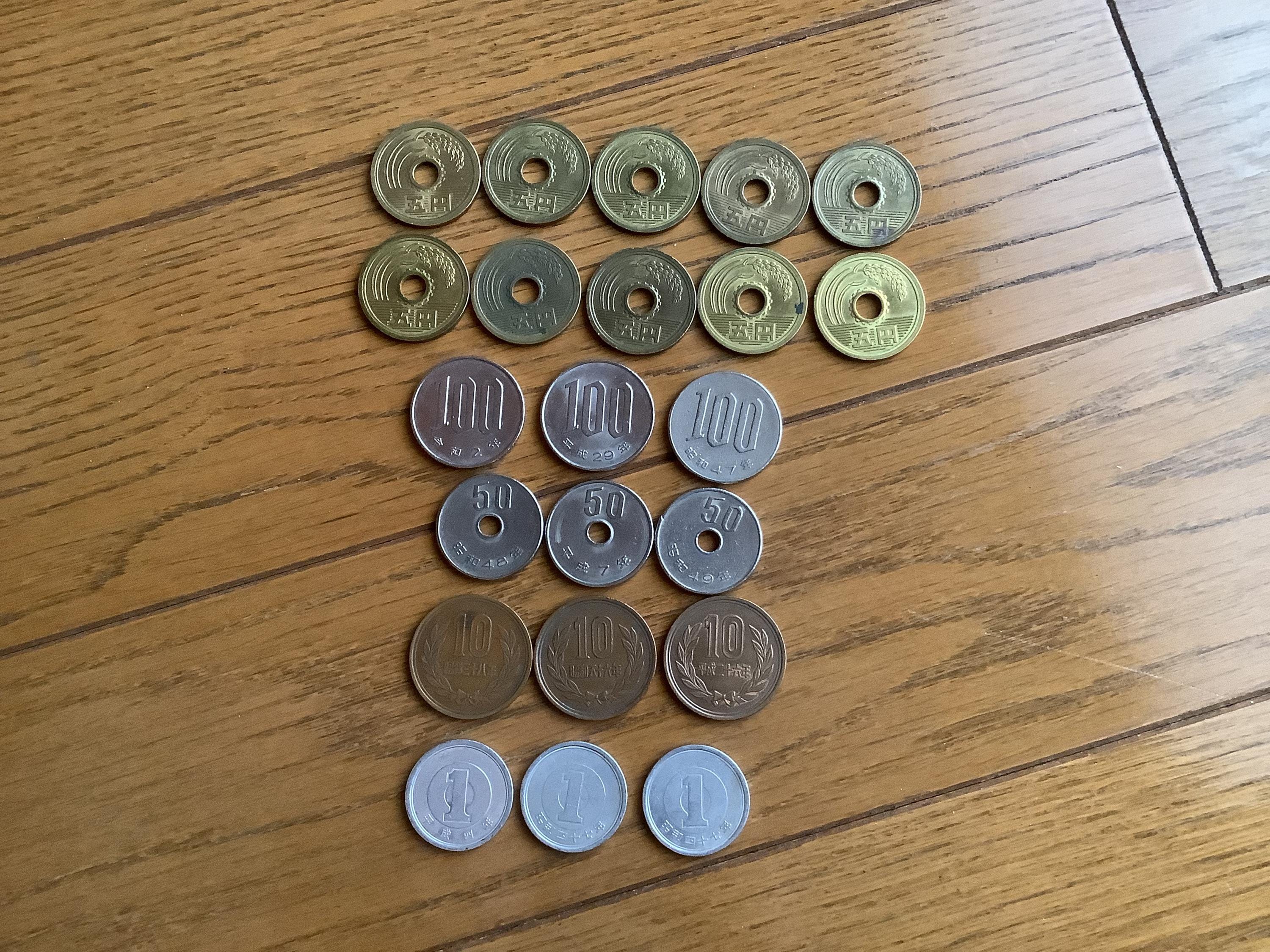 Japanese Coins, 1 Yen, 5 Yen, 10 Yen, 50yen, 100 Yen, 100 Yen, Set of 22  Pcs - Etsy