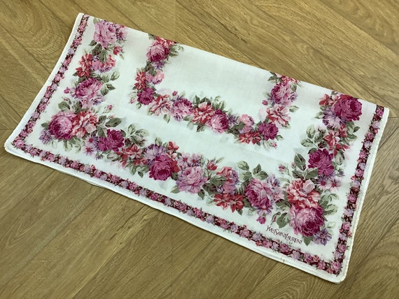 Vintage Yves Saint Laurent handkerchief, Floral H… - image 5