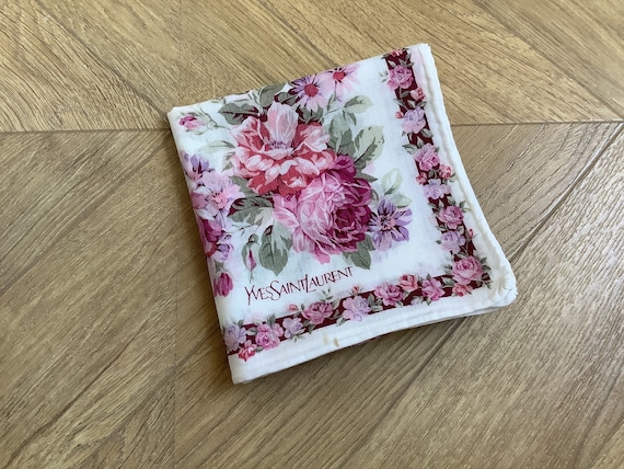 Vintage Yves Saint Laurent handkerchief, Floral H… - image 1