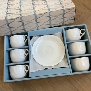 Vintage White Coffee Cups and Saucers Set, Made in Japan
