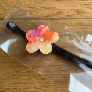 Japanese Red Flower Kanashi hair pin, kimono hair, Made in Japan