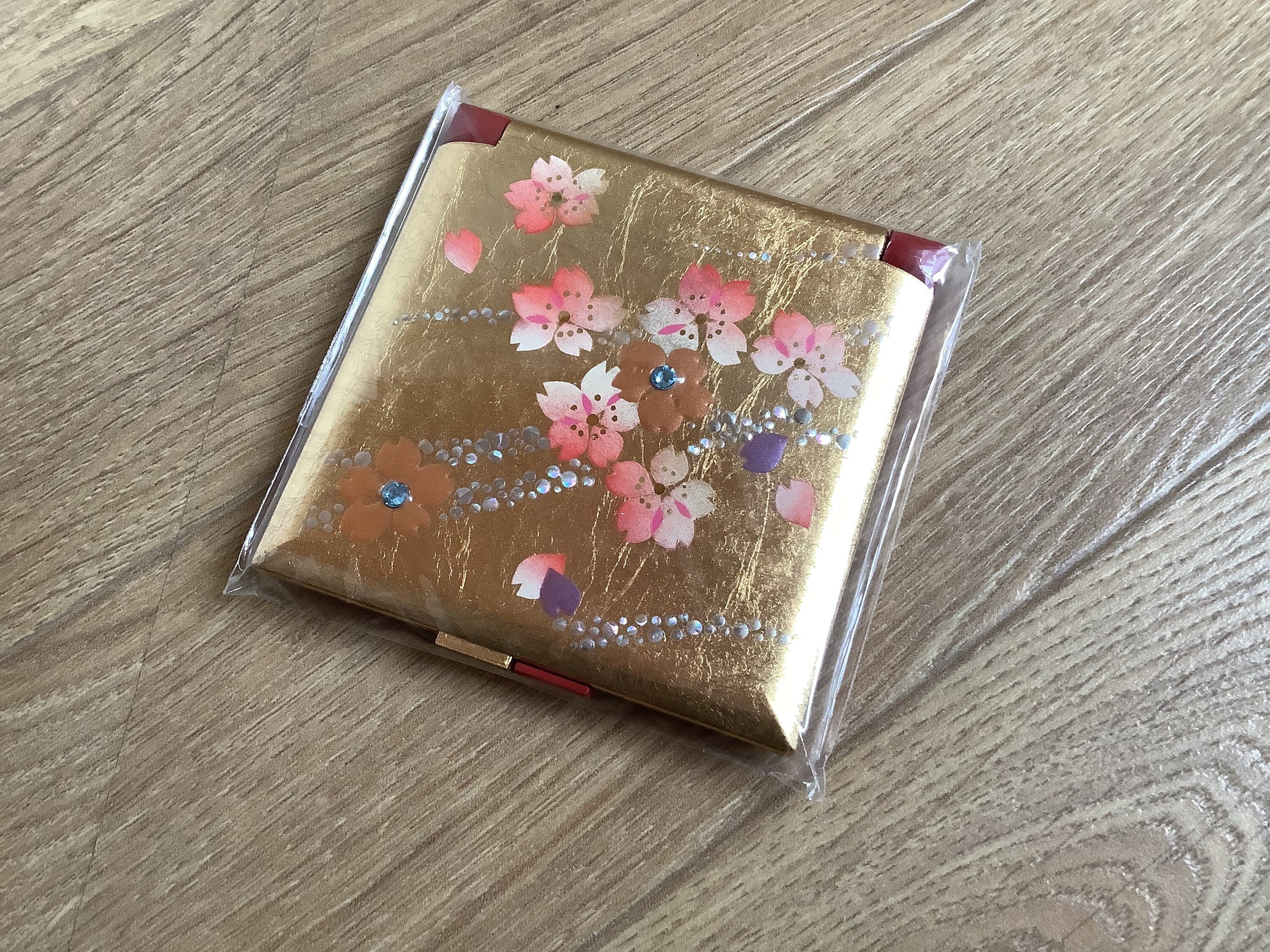 Japanese Gold Lacquered Handbag Mirror, Pocket Mirror, Made